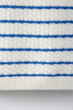 ZARA ТРИКОТАЖНЫЙ ТОП В ПОЛОСКУ, ЭКРЮ