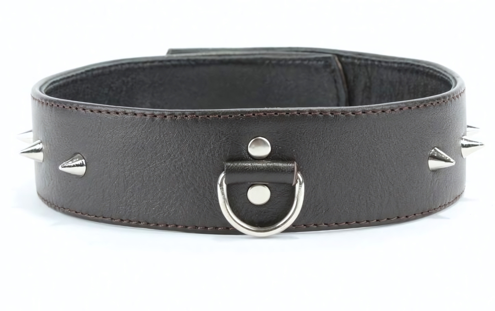 Коричневый кожаный ошейник увеличенного размера (Цвет: коричневый)