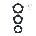 Набор из 3 эрекционных колец Beaded Silicone Cockring Set (Цвет: черный)