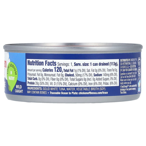 Chicken of the Sea, Albacore, премиальный тунец в воде, с низким содержанием натрия, 142 г (5 унций)
