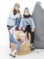 Шапка вязаная-резинка весенняя/осенняя КЭП(Горчица/Черный-белый меланж)