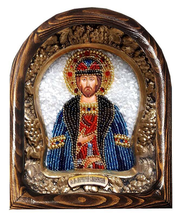Дивеевская икона святой мученик Меркурий Смоленский, печать, бисер