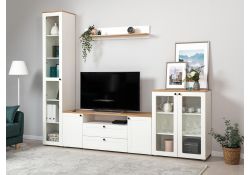 Витрина Опра 16.394.01 белый PE шагрень / дуб золотой craft