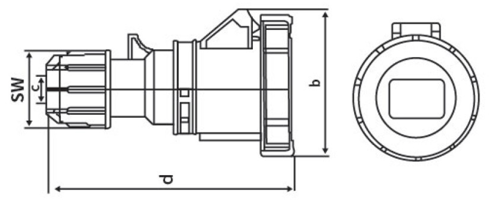 Розетка кабельная 32А 3Р+N+Е IР67 переносная 240-415В XM 2252