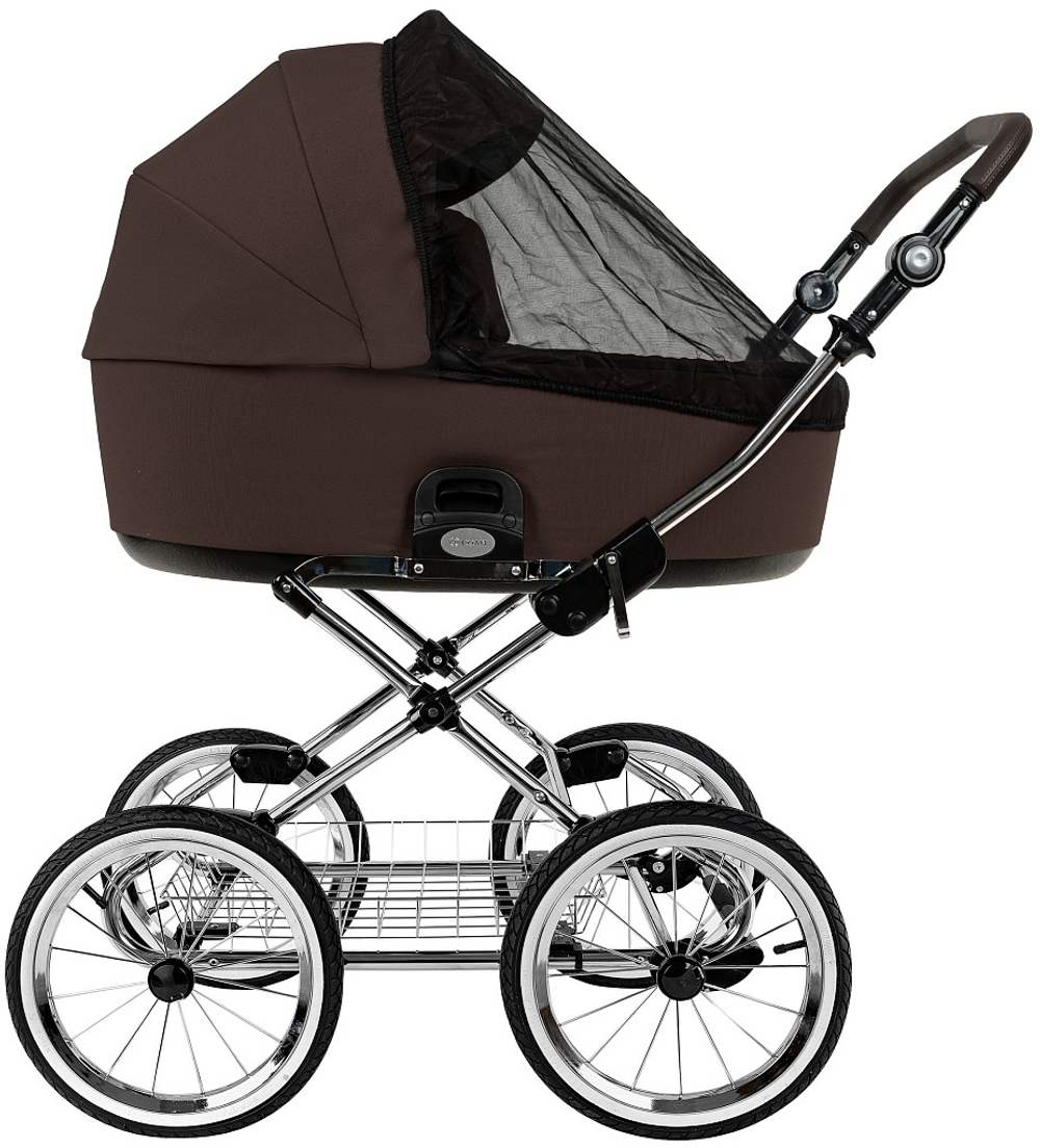 Детская коляска Roan Bass Next Classic d14 2.0 3 в 1 с автокреслом Tutis Elo Lux EduSky Black BSNC/93/2 Turkish Coffe/Black/руч.Cappuccino