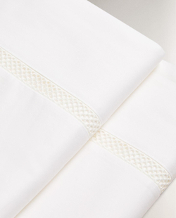 Zara Home - Атласная простыня верхнюю одежду с вышивкой с мережкой, белый, 160x280 см