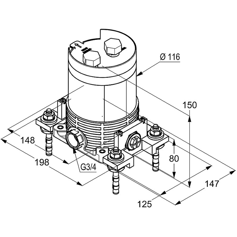 Встраиваемый блок для напольных смесителей KLUDI Flexx.Boxx для ванны и душа (88088)