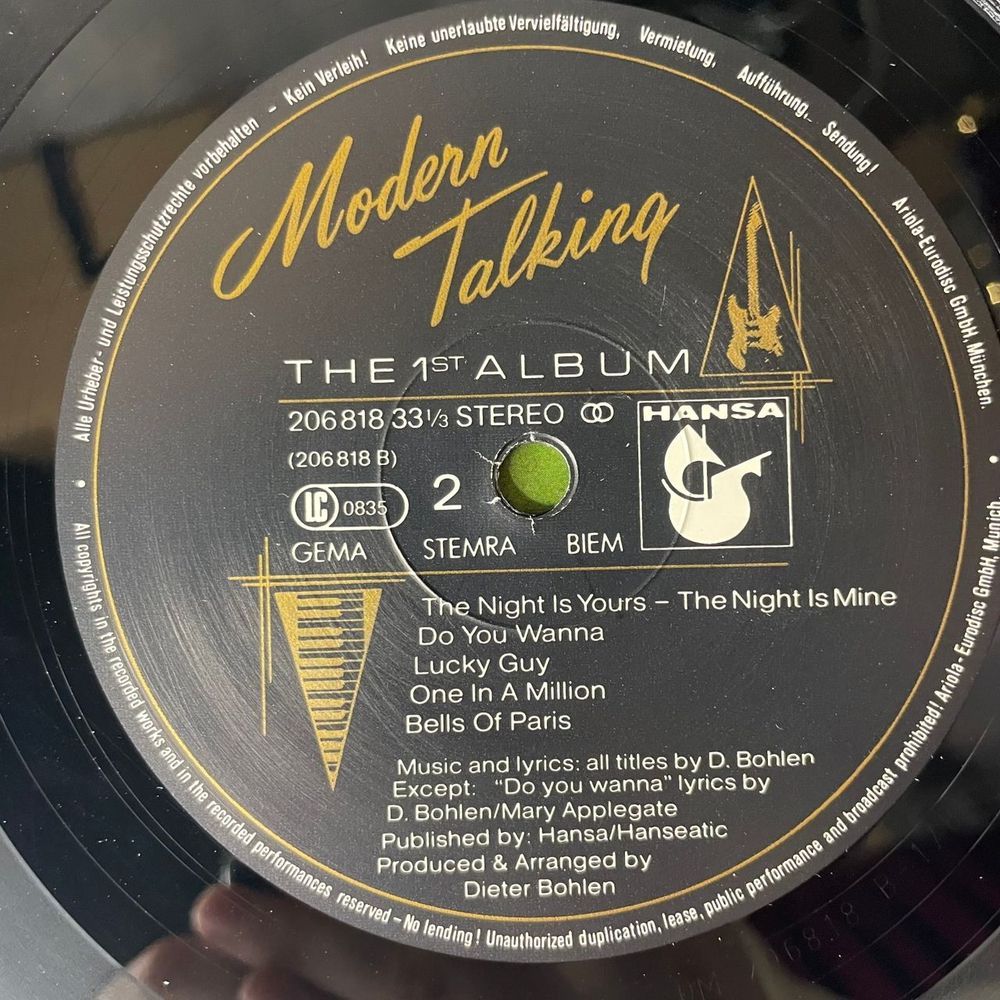 Винтажная виниловая пластинка LP Modern Talking The 1st Album, You're My Heart, You're My Soul (Германия 1985)