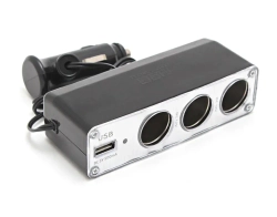 Разветвитель прикуривателя PS-357(WF-0096) (3 гнезда, 1 USB 0.5А) KING PS-357(WF-0096)