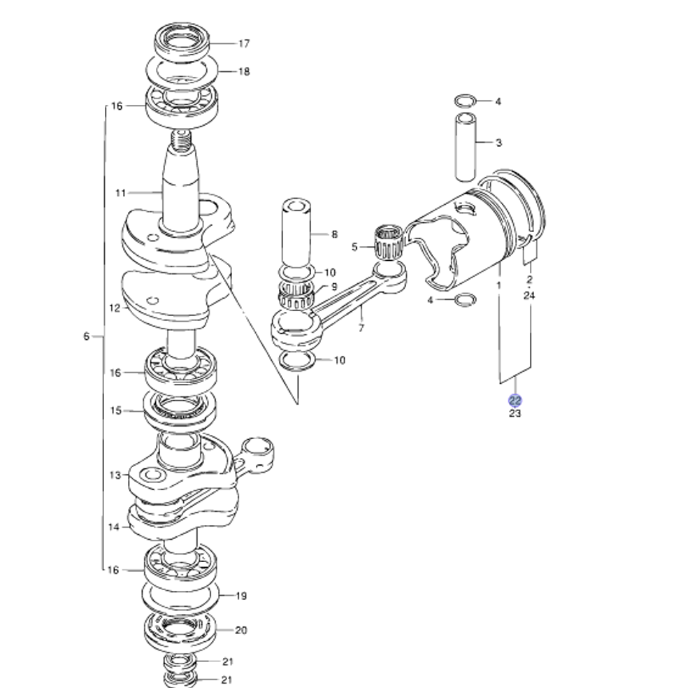 Поршень в сборе с кольцами (+0.25) Suzuki DT9.9/DT15
