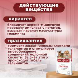 Таблетки от гельминтов для кошек и собак Чистотел Глистогон,6т Празиквантел/Пирантел
