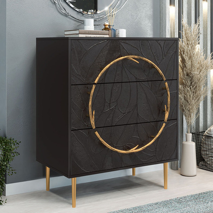 Комод Арт Колор leaves Стайл Голд с 3 ящиками голд Терпкий коричневый