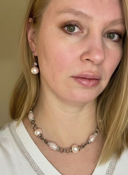 Комплект колье и серьги муранское стекло