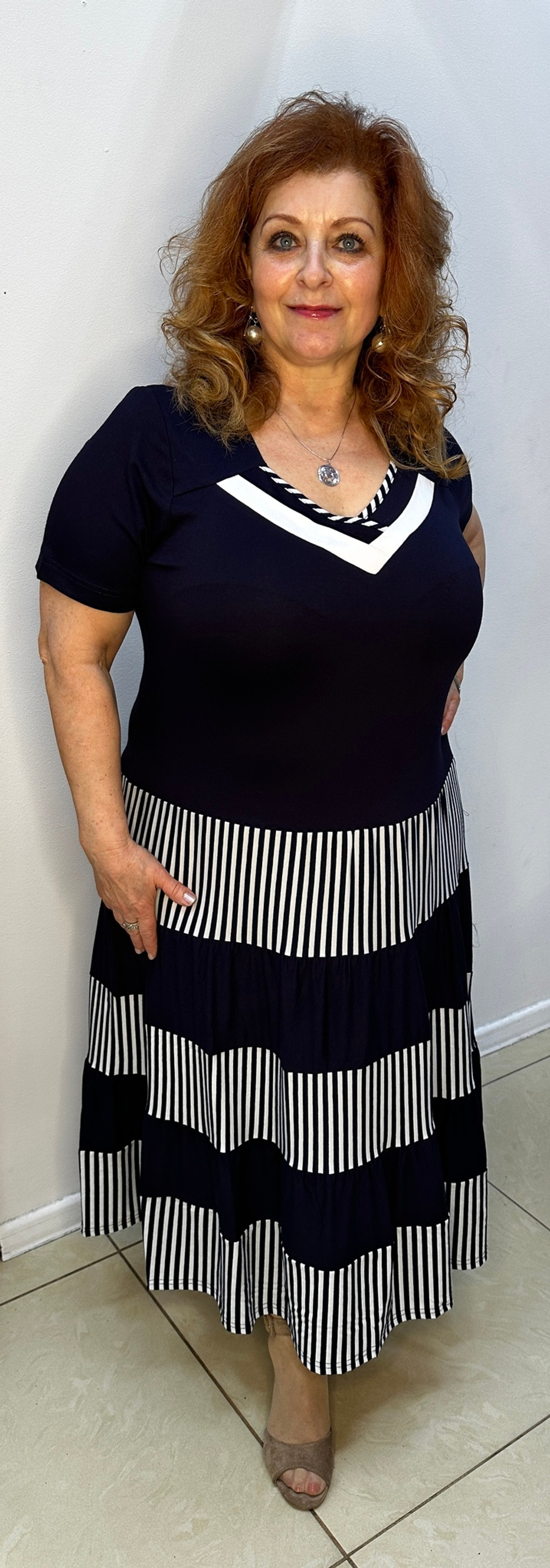 Трикотажное комбинированное платье