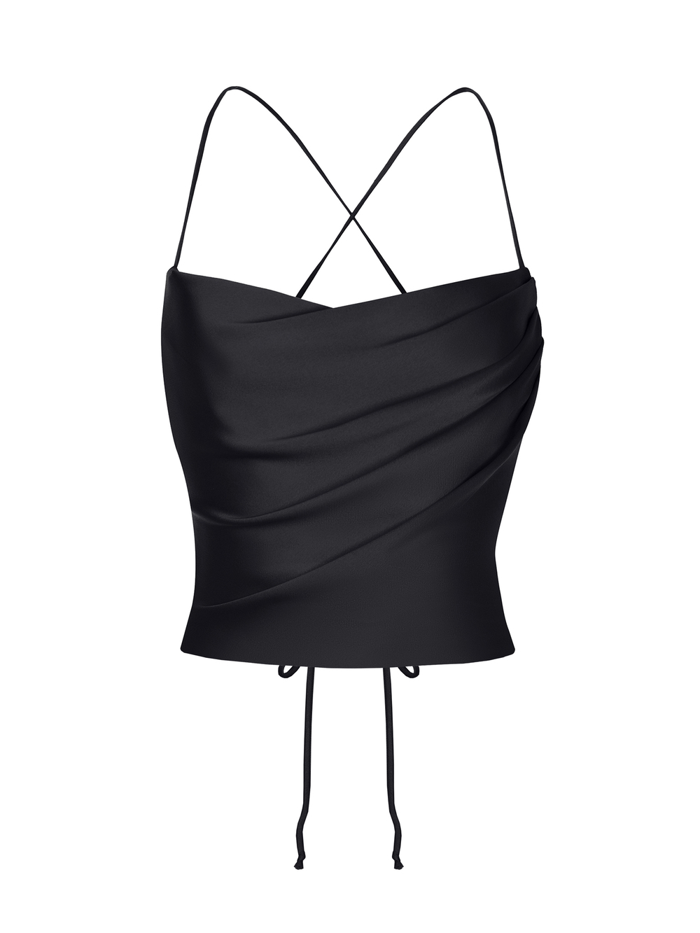 Блуза-топ драпированная из сатина с открытой спиной