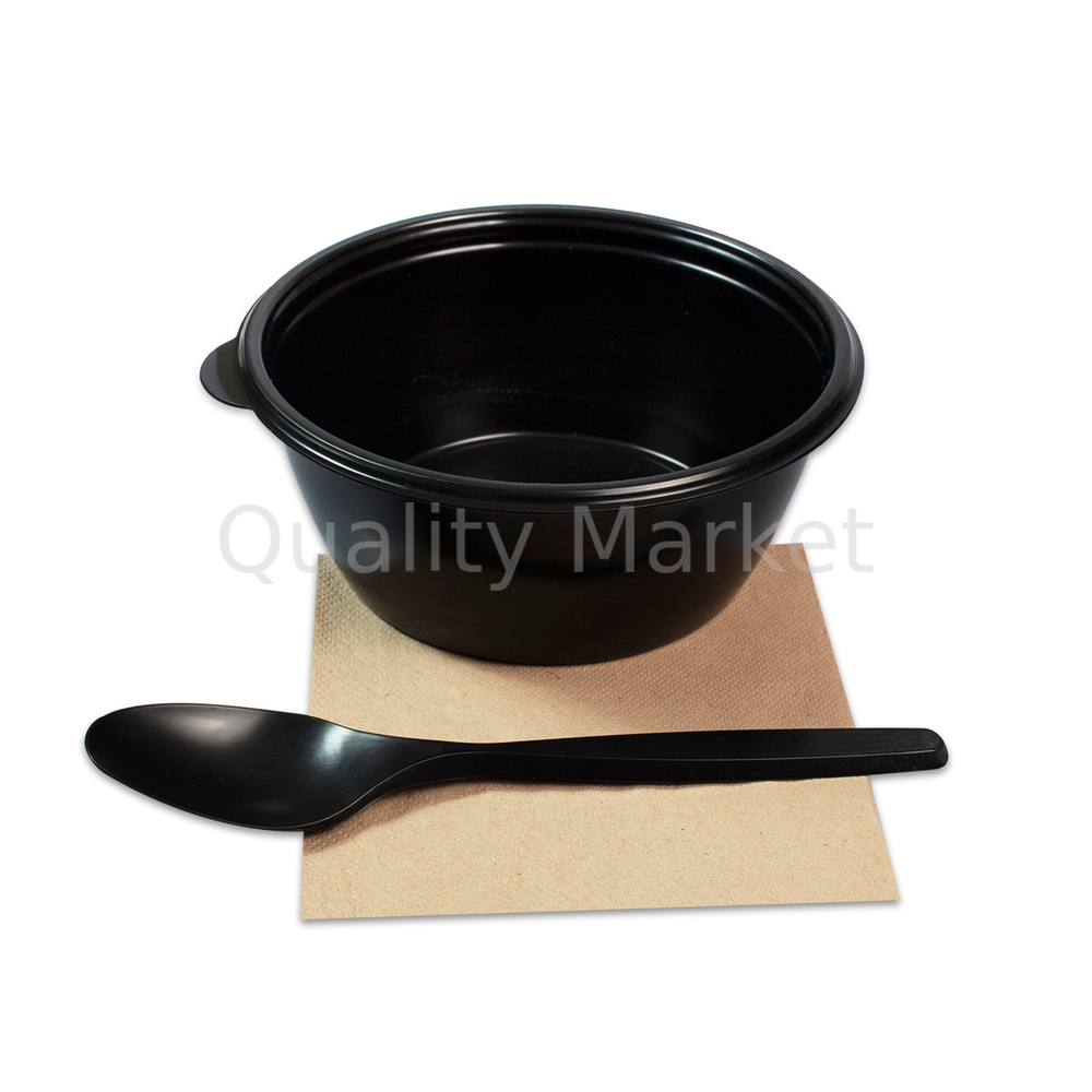 Одноразовый контейнер пластиковый 500 мл черный К-144 ПП