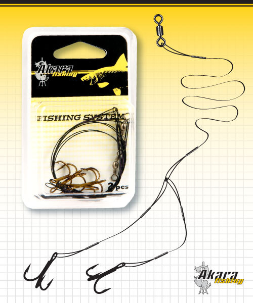 Снасточка Akara мод. B 40см 1х7-15кг №4 два тройника