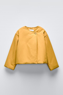 ZARA КУРТКА ВНАХЛЕСТ, ГОРЧИЧНЫЙ