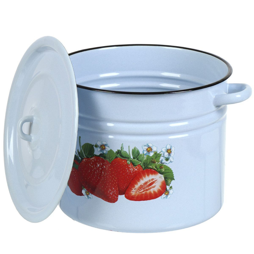 Кастрюля сталь, эмал, 14 л, с декором, Сиб товары, С1626.з/П/СГ, зеленый рябчик,палевый,серо-голубой