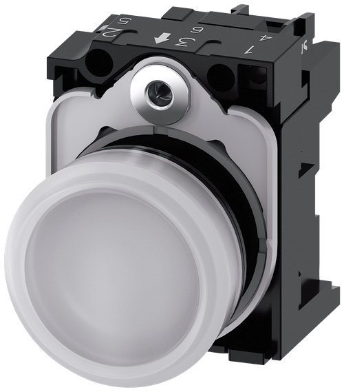 Световой индикатор, 22mm, круглый, белый матовый рассеиватель, SIEMENS 3SU1102-6AA60-1AA0