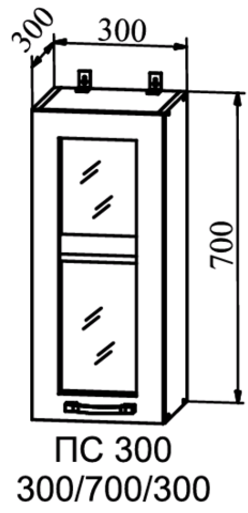 шкаф верхний стекло 300 квадро