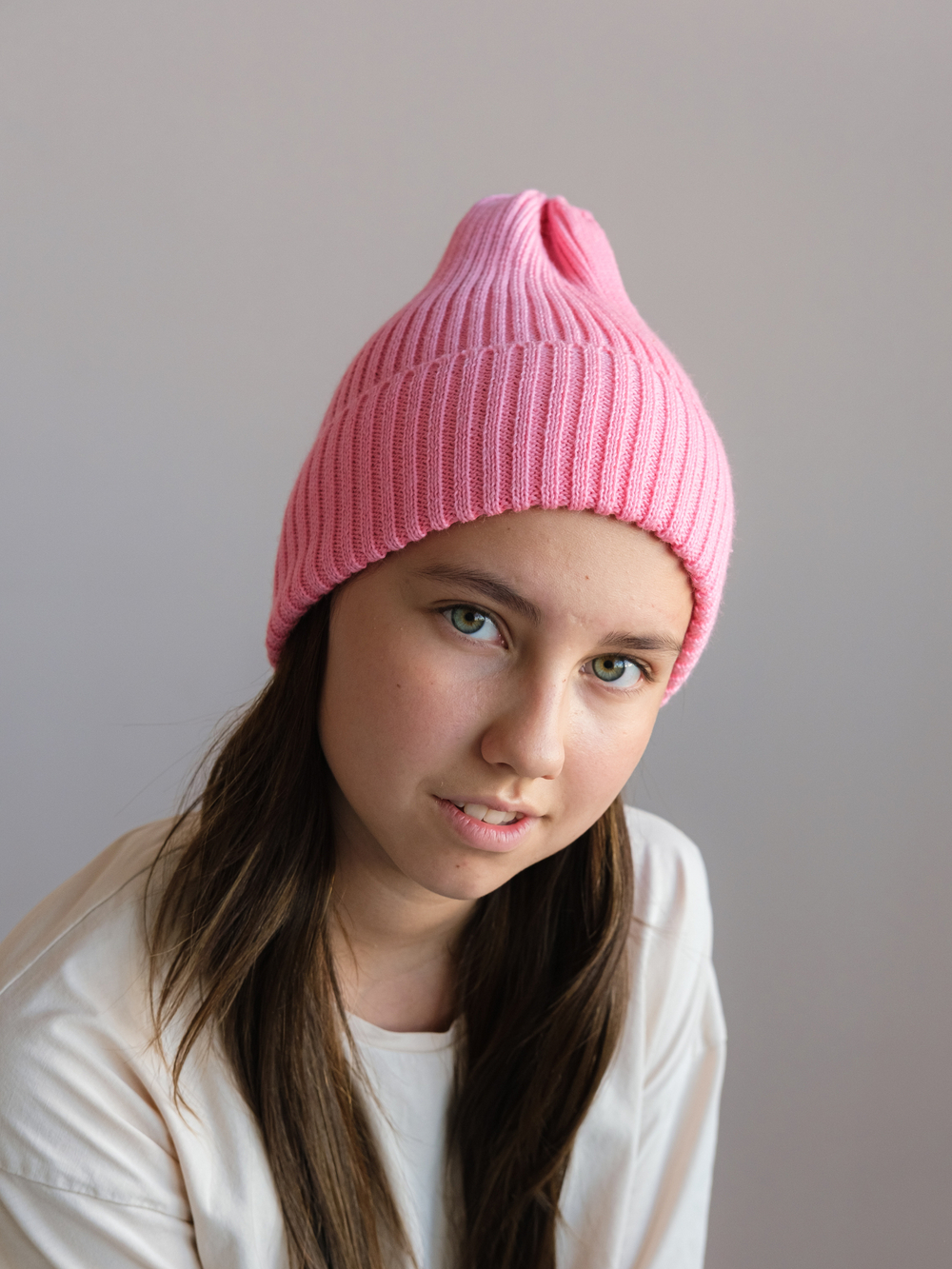 Шапка вязаная-резинка весенняя/осенняя КЭП(Розовый)