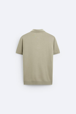 ZARA ПОЛО ИЗ СМЕСОВОЙ ВИСКОЗЫ, СВЕТЛО-ЗЕЛЕНЫЙ