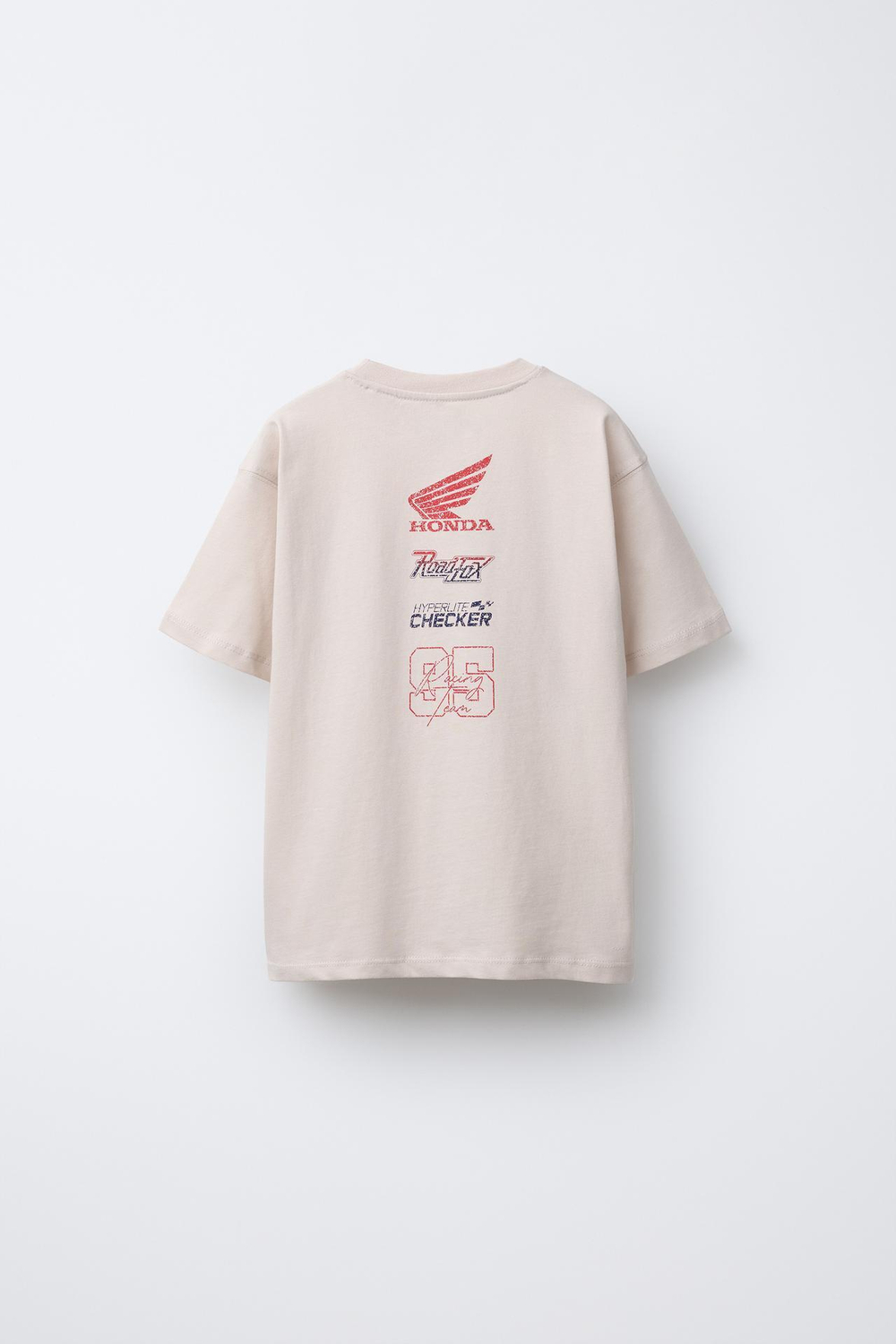 ZARA ФУТБОЛКА С ПРИНТОМ HONDA ©, КРЕМОВЫЙ