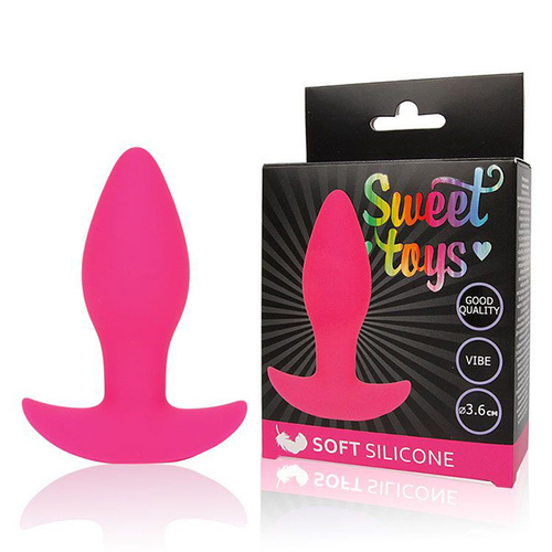 Розовая коническая анальная вибровтулка 8,5см с ограничителем Bior Toys Sweet Toys ST-40178-16