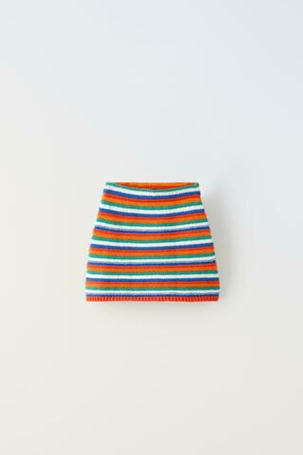 ZARA ТРИКОТАЖНАЯ ЮБКА В ПОЛОСКУ, РАЗНОЦВЕТНЫЙ