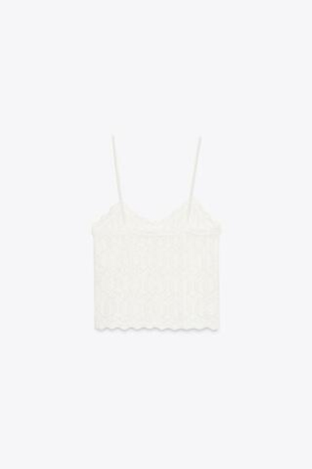 ZARA ТОП НА БРЕТЕЛЯХ С ПЕРФОРАЦИЕЙ, ЭКРЮ