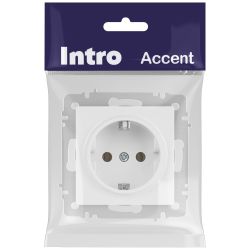 Розетка Intro Accent 6-202-01М 2P+E Schuko 16А-250В IP20 СУ AL/CU белый матовый | Intro