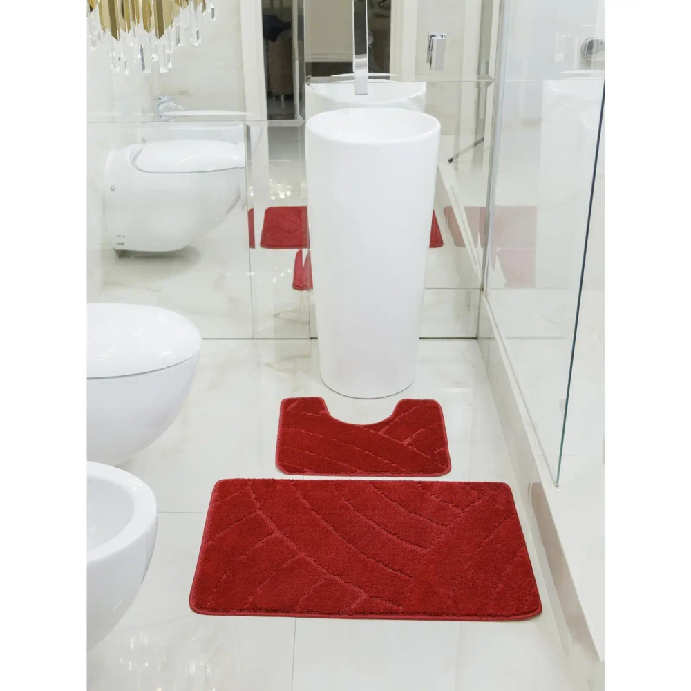 Комплект ковриков для ванной и туалета My Crystal серия Gold 40*50см, 50*80см бордовый