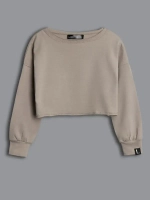 Лонгслив для девочки укороченный, бежевый