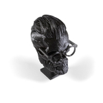 Бородатый череп, барбер в очках, фигурка для декора интерьера, арт-объект, 3D печать, черный, 12 см.