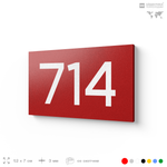 Номер на дверь 714, табличка на дверь для офиса, квартиры, кабинета, аудитории, склада, красная 120х70 мм, Айдентика Технолоджи