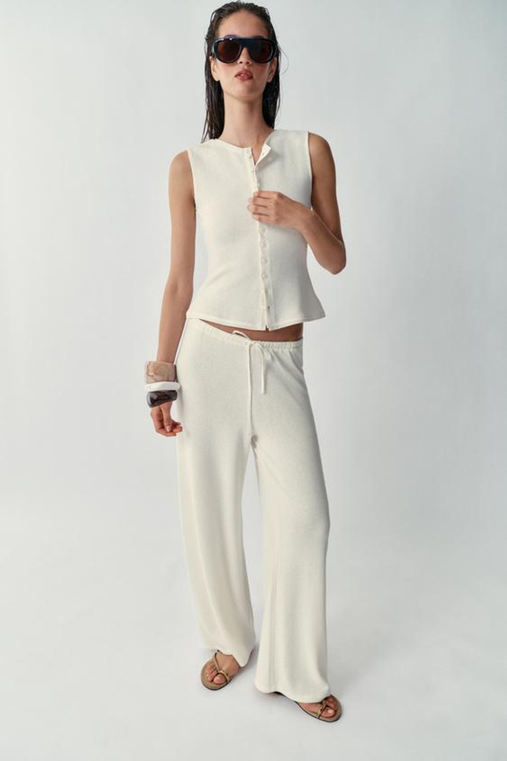 ZARA БРЮКИ В СТИЛЕ РУСТИК, ЭКРЮ