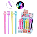 Ручка шариковая 0,7мм. синяя с подсветкой Мишки 4цв. (Mazari)