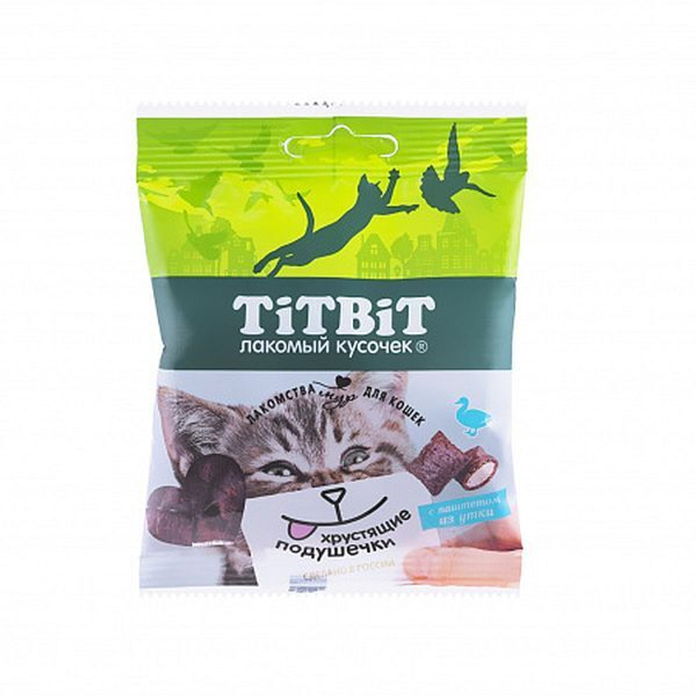 Хрустящие подушечки для кошек с паштетом из утки 30 г