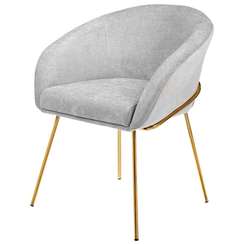 Полукресло Mart серый шенилл с золотыми ножками