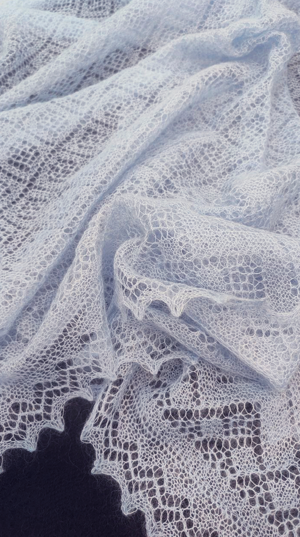 Оренбургский пуховый платок П3-120-04 голубой