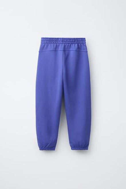 ZARA БРЮКИ-ДЖОГГЕРЫ С НАДПИСЬЮ, ГОЛУБОЙ