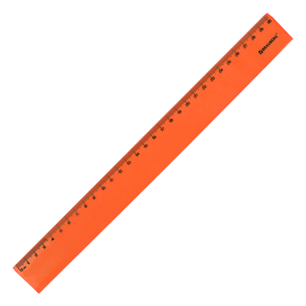 Линейка пластиковая 30 см BRAUBERG "NEON" непрозрачная ассорти (24 штуки в упаковке)