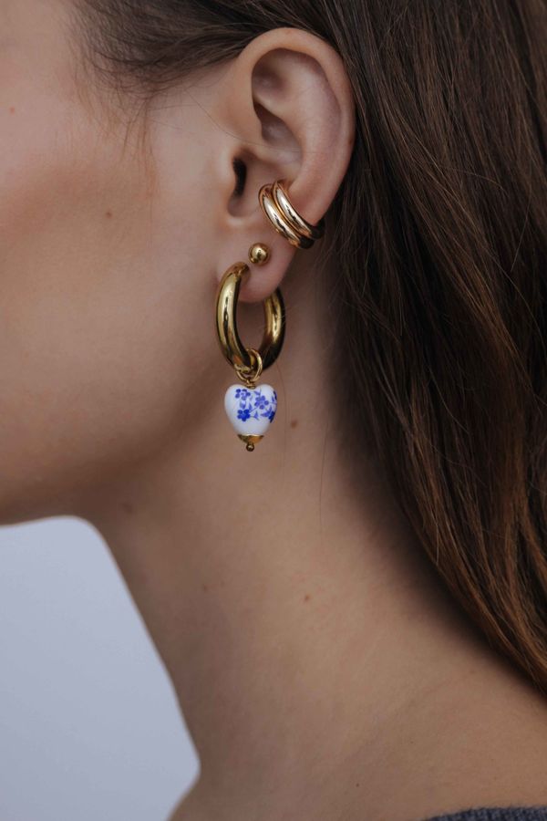 Подвеска Сердце из керамики ( Blue flower )