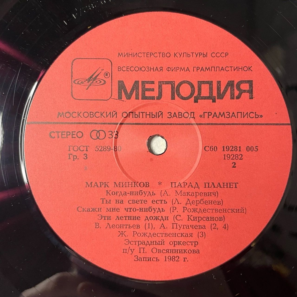 Винтажная виниловая пластинка LP Марк Минков Алла Пугачева Парад Планет (СССР 1983)
