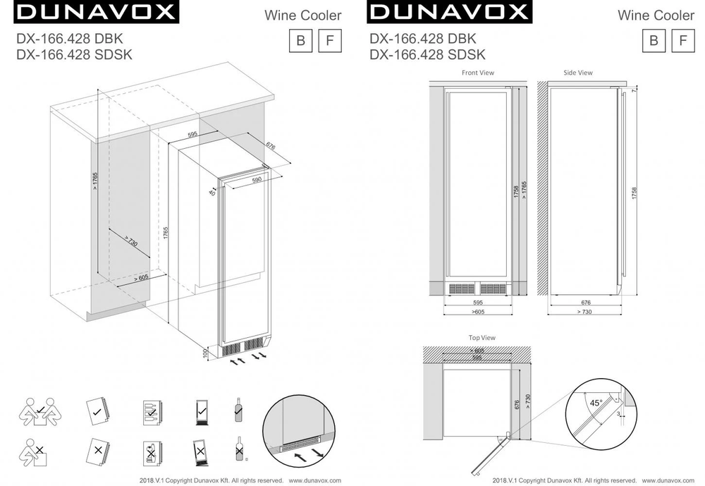 Винный шкаф двухзонный Dunavox DX-166.428DBK