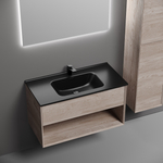 Тумба подвесная Sancos Marmi 1.0 890х445х520 c одним ящиком оснащенным доводчиками скрытого монтажа и открытой нишей, дуб галифакс натуральный, арт. MR1.090EG