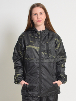 Спортивный костюм Prival Ветровлагозащитный женский, чёрный+кмф K4