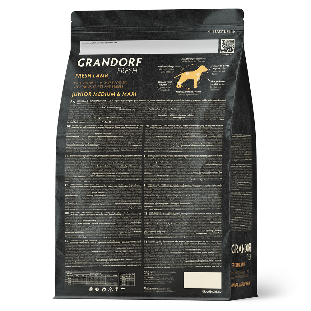 Сухой корм GRANDORF FRESH для юниоров всех пород Свежее мясо ягненка с бататом