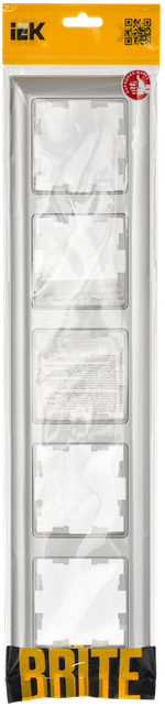 BRITE Рамка 5-местная РУ-5-Бр алюминий/алюминий IEK